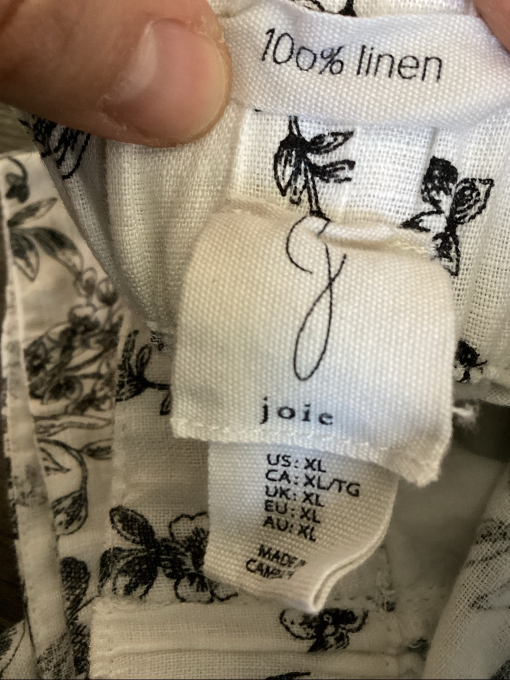 Joie Linen Floral Wide-Leg Pants High Waisted Black & White Size XL - Picture 6 of 8